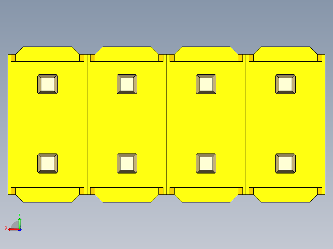 彩色公头100mil（2.54mm）系列-DS1021_yellow_2x04p_100mil_Type19_rev1.0后视图