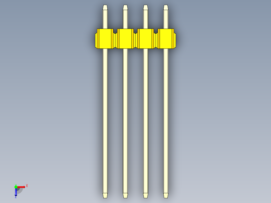 彩色公头100mil（2.54mm）系列-DS1021_yellow_2x04p_100mil_Type19_rev1.0俯视图