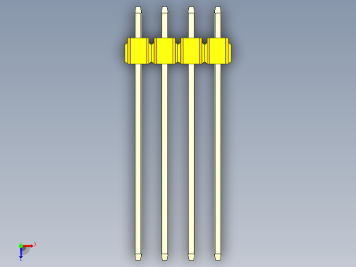 彩色公头100mil（2.54mm）系列-DS1021_yellow_2x04p_100mil_Type19_rev1.0俯视缩略图