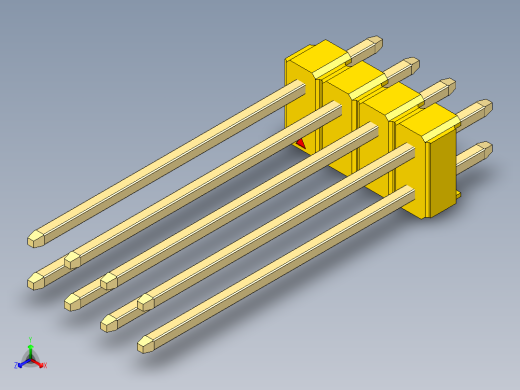 彩色公头100mil（2.54mm）系列-DS1021_yellow_2x04p_100mil_Type19_rev1.0正等轴测缩略图