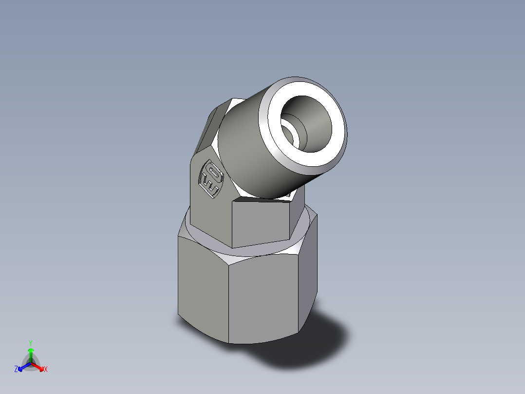 卡套式工业通用硬管接头EO_Swivel_nut_45_deg_elbow_EV06SOMDCF主视图