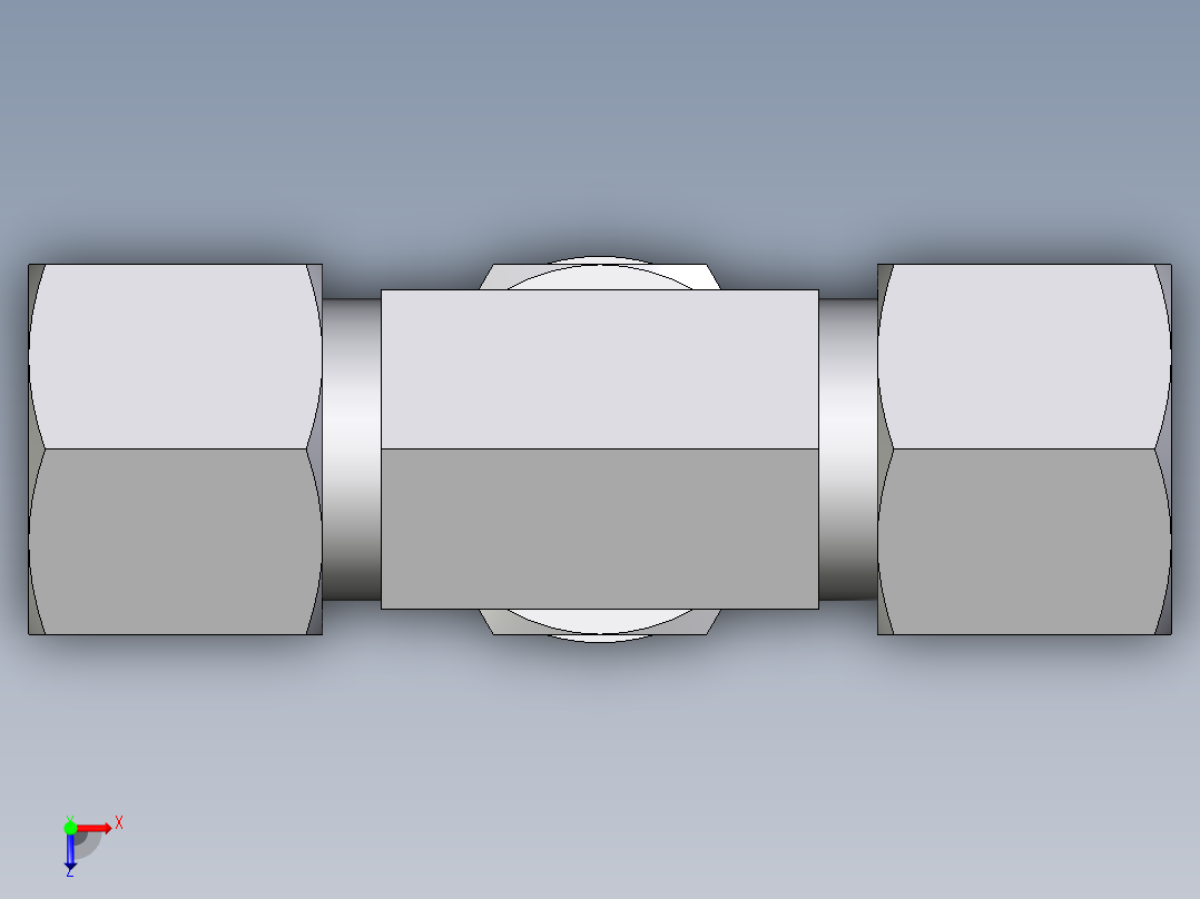 卡套式工业通用硬管接头EO_Adjustable_locknut_branch_tee_TEE10ZSMORCF俯视图