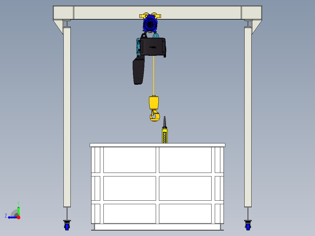 清洁用起重机右视图