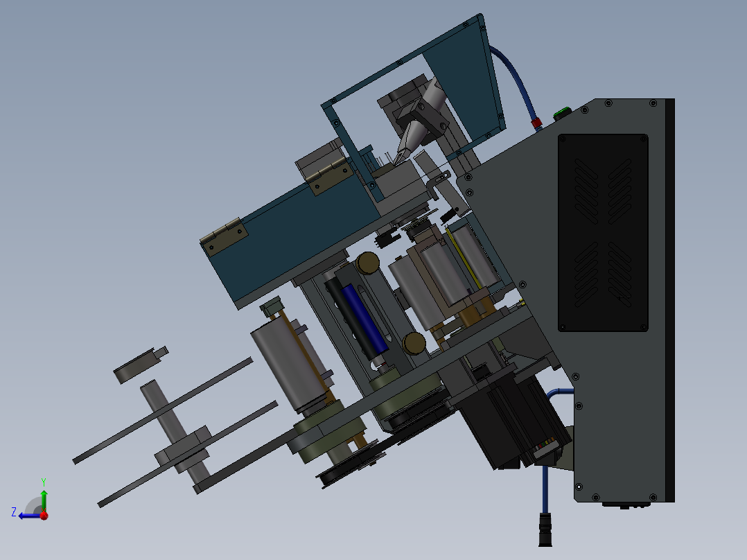 小电容自动剪脚与贴黄胶机右视图