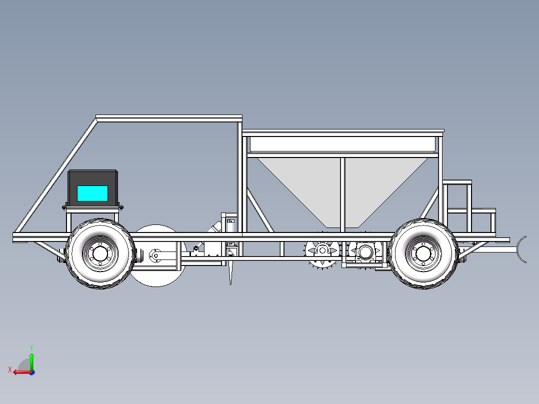草方格铺设机后视图