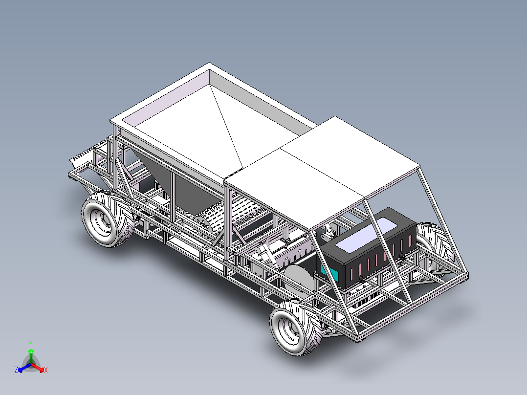草方格铺设机正等轴测图