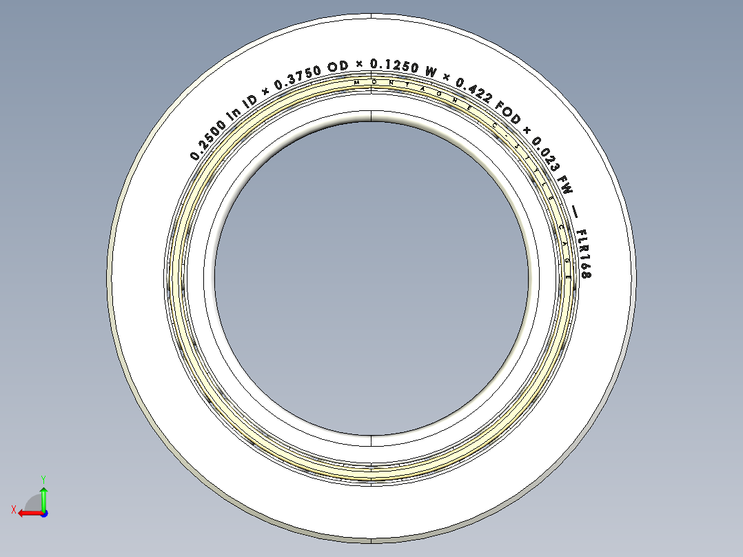 完整的FLR(法兰、开口、深沟径向)型微英寸系列轴承库— SolidWorks和Step微型轴承模型后视图