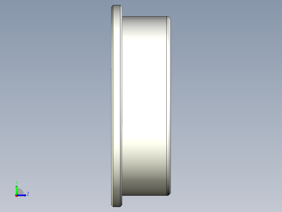 完整的FLR(法兰、开口、深沟径向)型微英寸系列轴承库— SolidWorks和Step微型轴承模型左视图