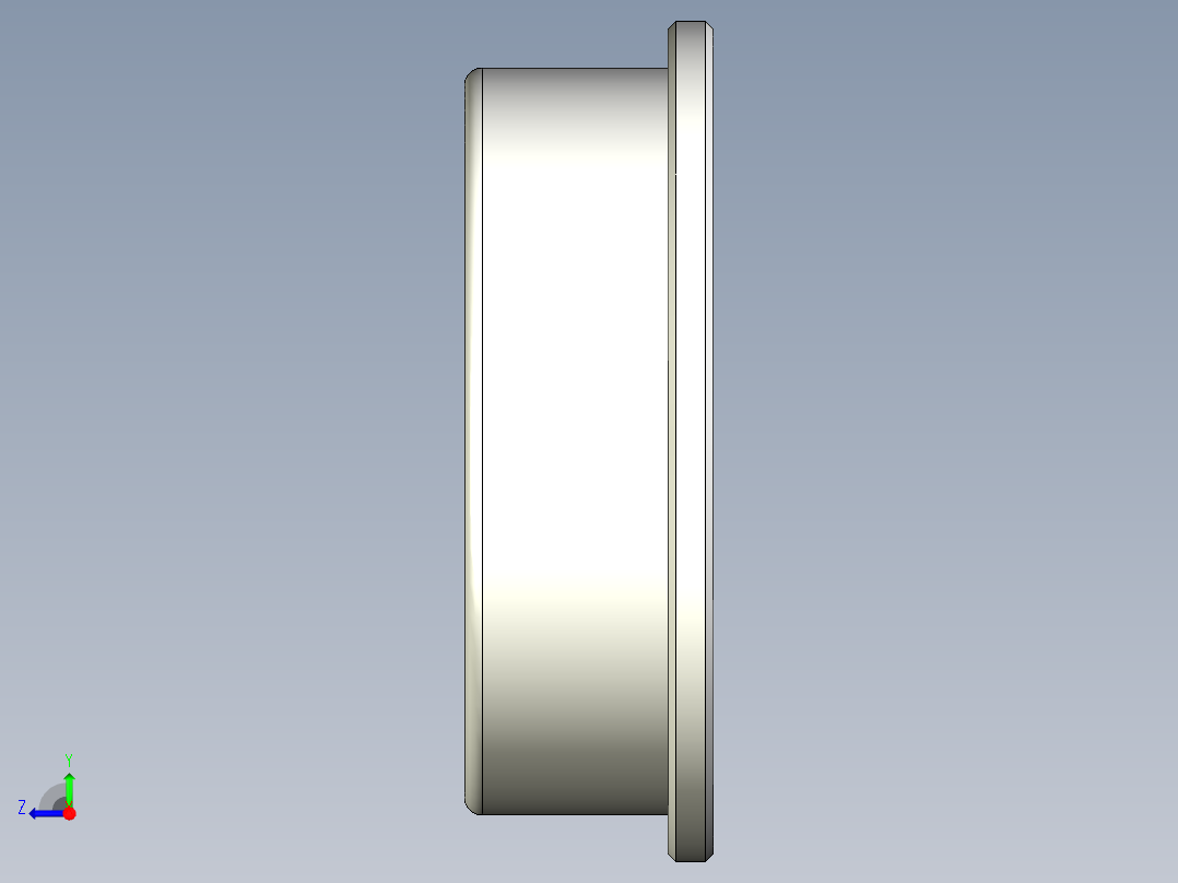 完整的FLR(法兰、开口、深沟径向)型微英寸系列轴承库— SolidWorks和Step微型轴承模型右视图