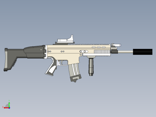 手枪左轮冲锋枪老式狙击步枪设计3D图纸fn-scarl-assault-rifle sw igs后视缩略图