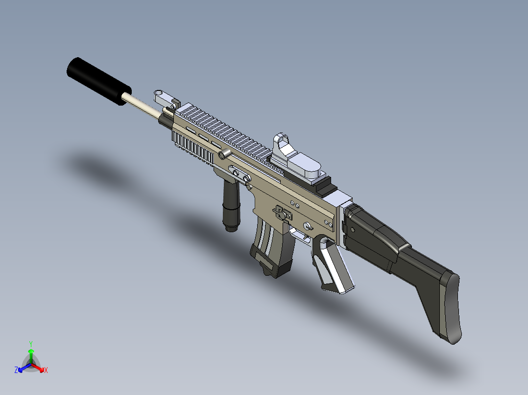 手枪左轮冲锋枪老式狙击步枪设计3D图纸fn-scarl-assault-rifle sw igs正等轴测图