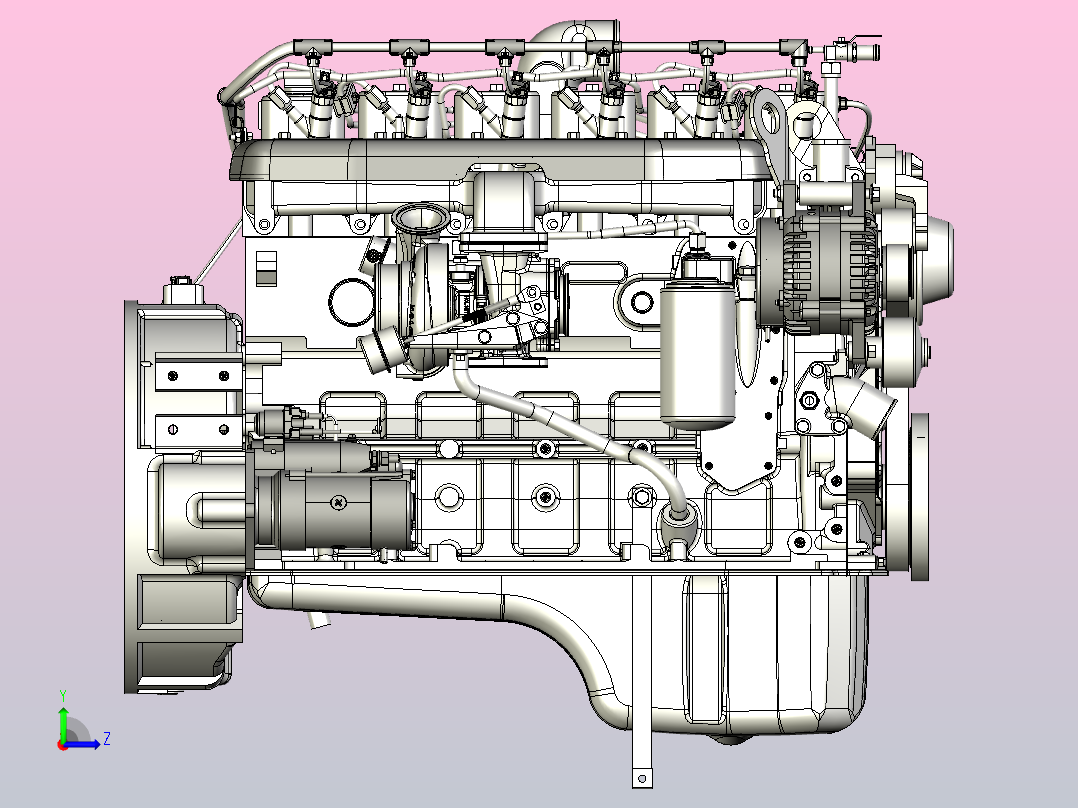 LMFO 0430柴油发动机3D图纸三维模型左视图
