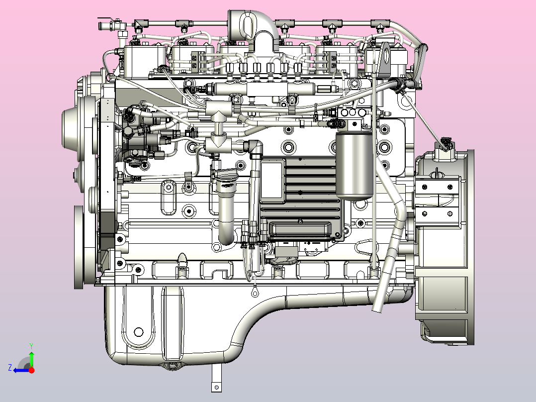 LMFO 0430柴油发动机3D图纸三维模型右视图