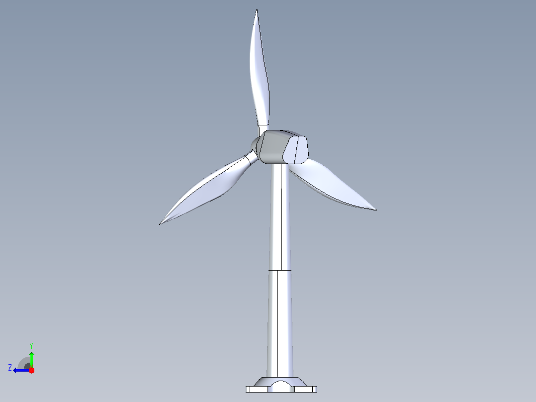 垂直轴风力发电机–SolidWorks设计右视图