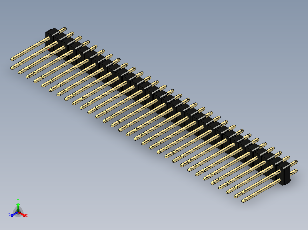 彩色公头100mil（2.54mm）系列-DS1021_black_2x31p_100mil_Type5_rev1.0正等轴测图