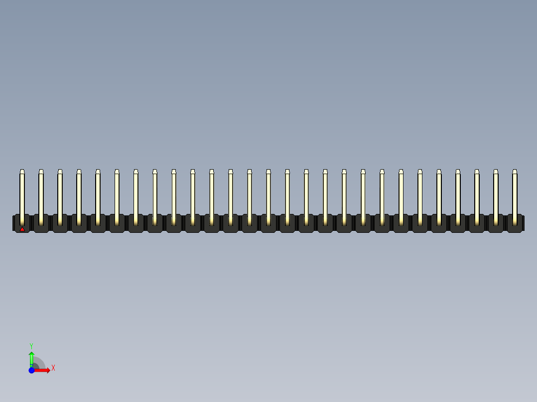 彩色公排针 100mil 2.54mm 系列-DS1022_black_27p_100mil_TypeU_rev1.0前视图