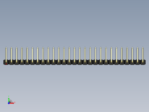 彩色公排针 100mil 2.54mm 系列-DS1022_black_27p_100mil_TypeU_rev1.0前视缩略图