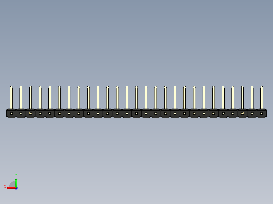 彩色公排针 100mil 2.54mm 系列-DS1022_black_27p_100mil_TypeU_rev1.0后视图