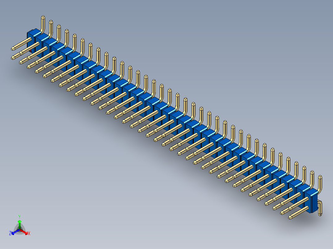 彩色公排针 100mil 2.54mm 系列-DS1022_blue_72p_100mil_TypeSMT_rev1.0正等轴测图