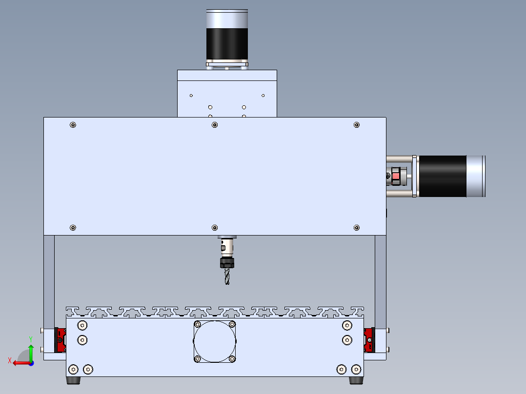 nema 23 步进电机驱动的迷你CNC铝铣床后视图
