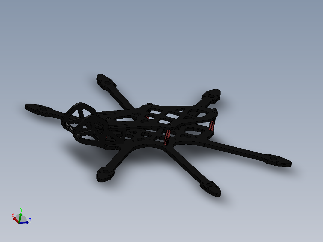 HexQuad 是一款宽距 3 英寸螺旋桨六轴飞行器框架主视图