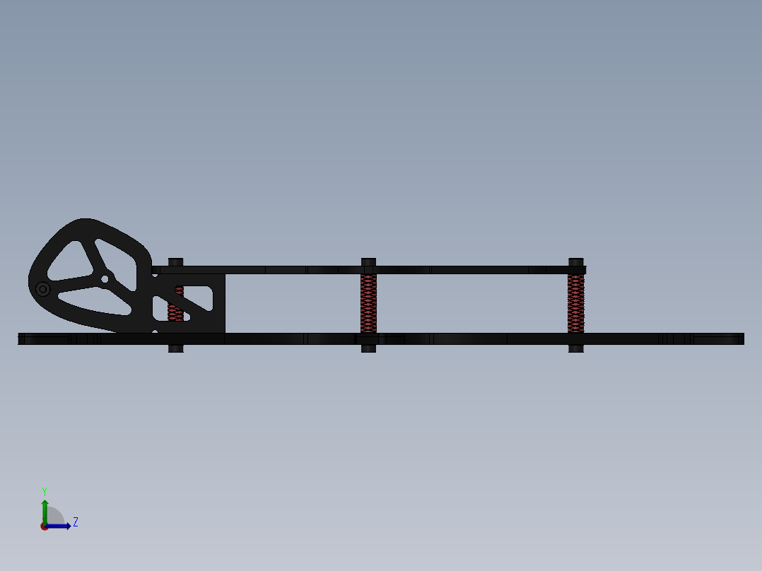 HexQuad 是一款宽距 3 英寸螺旋桨六轴飞行器框架左视图