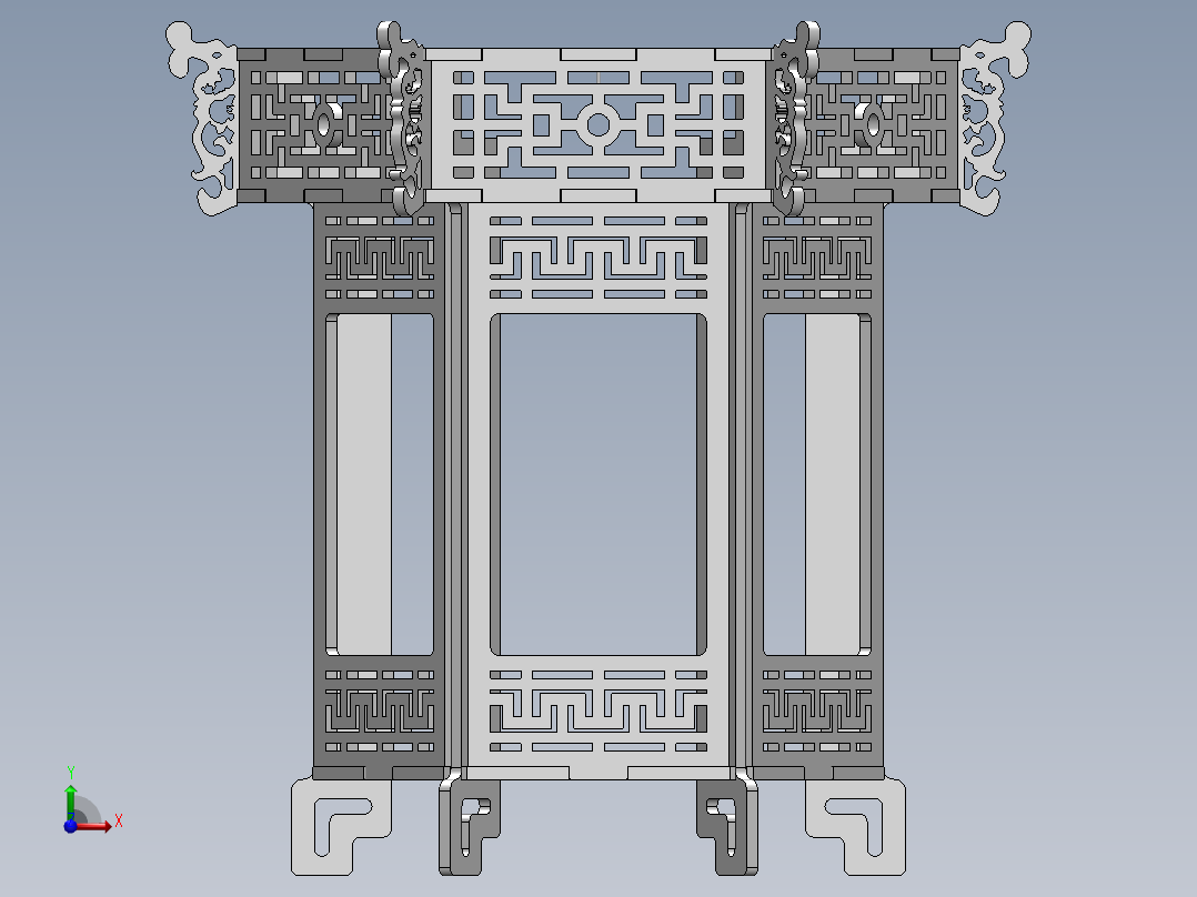 木制六角宫灯前视图