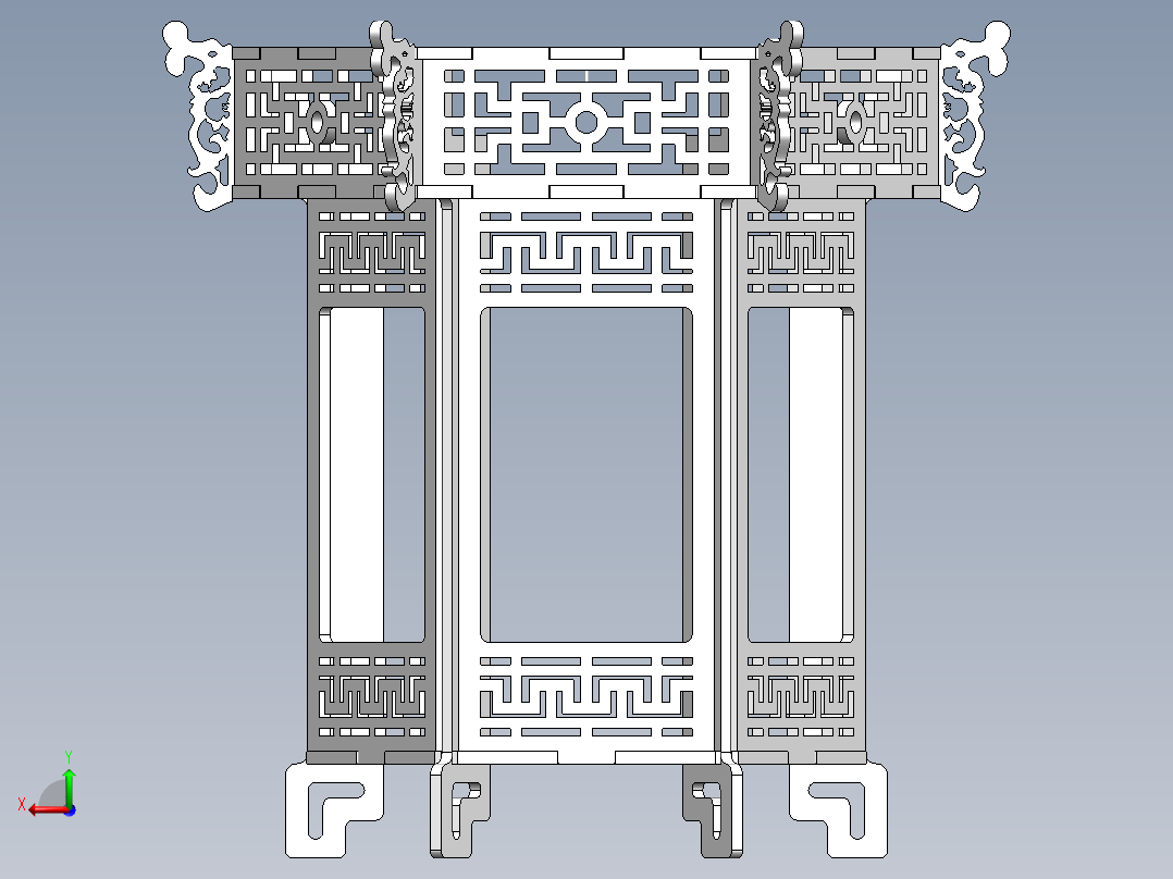 木制六角宫灯后视图