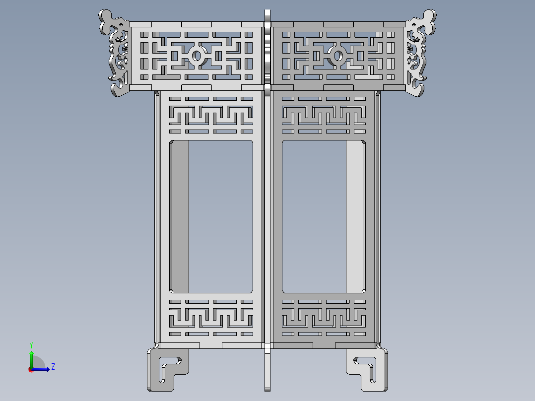 木制六角宫灯左视图