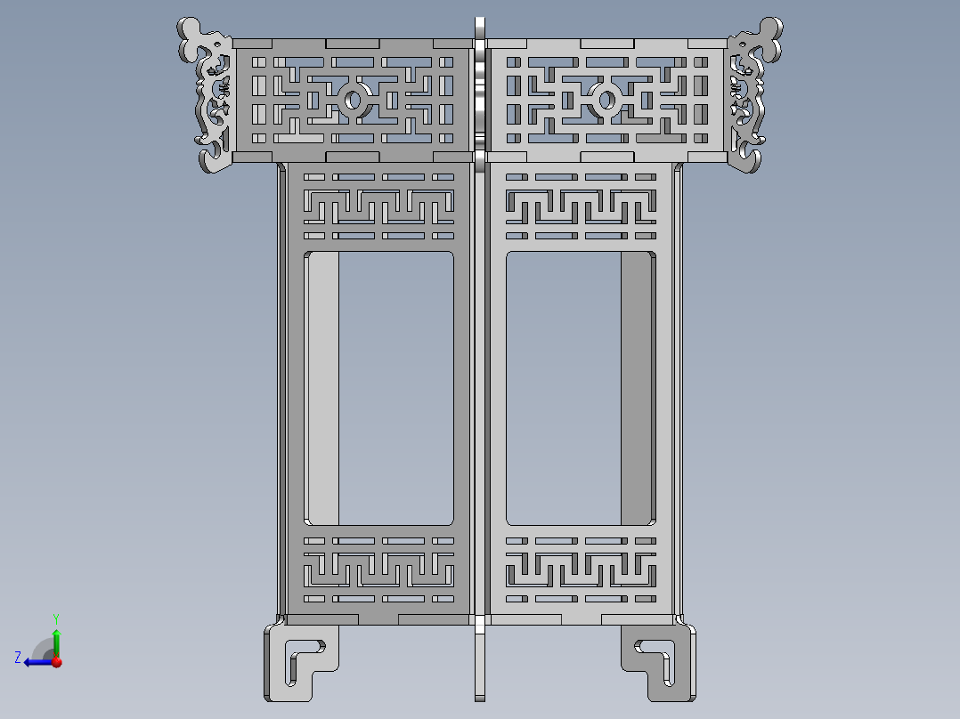 木制六角宫灯右视图