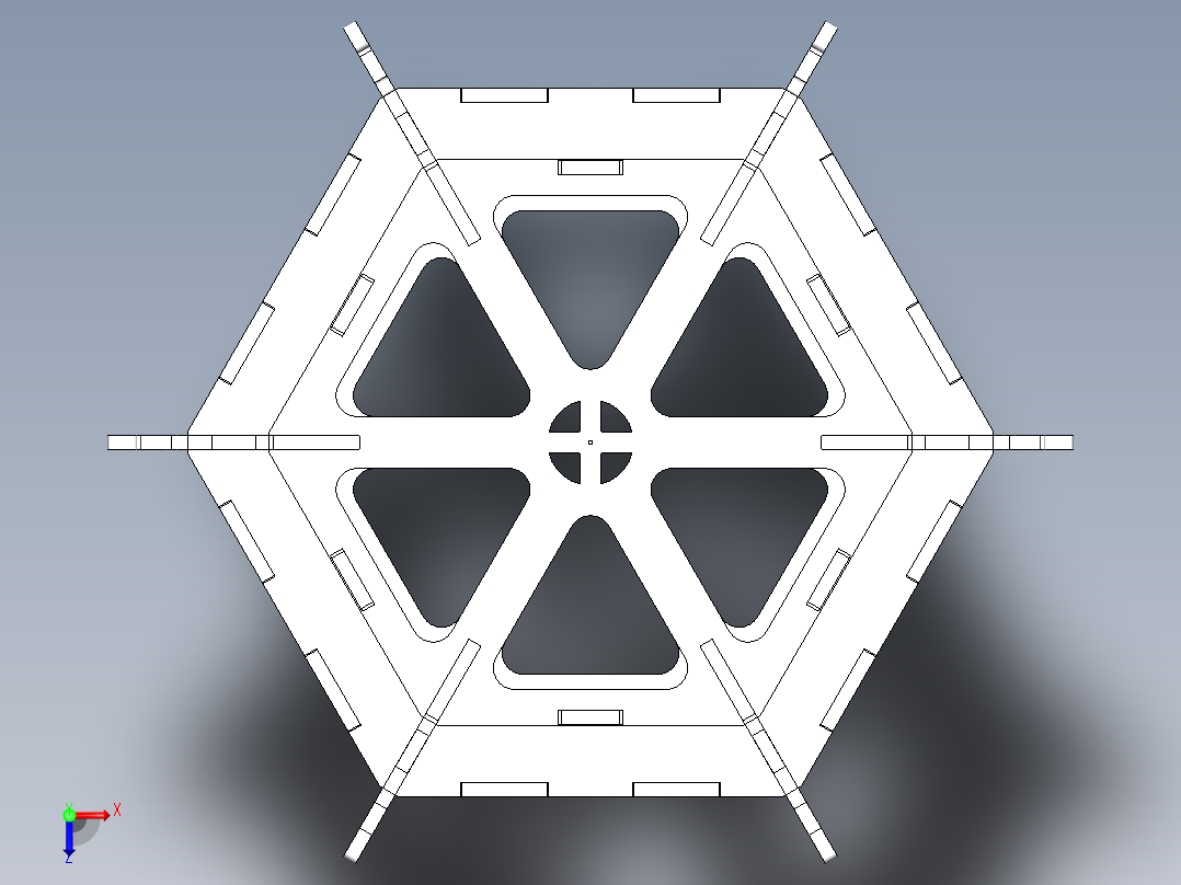 木制六角宫灯俯视图