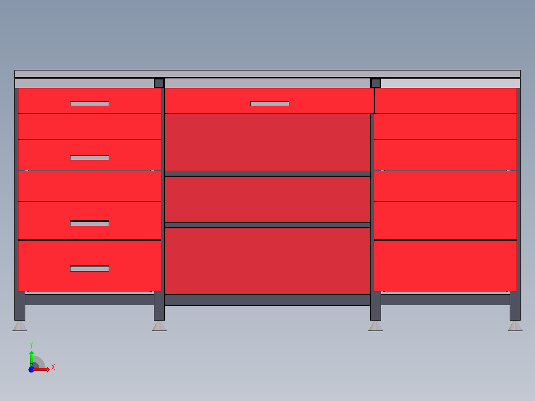 车间工作台前视图