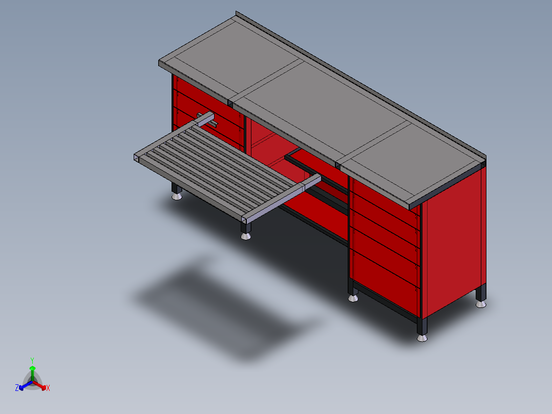 车间工作台正等轴测图
