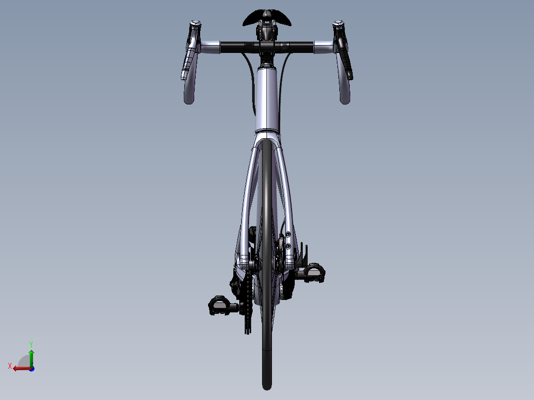 带盘式制动器的碳纤维公路自行车后视图