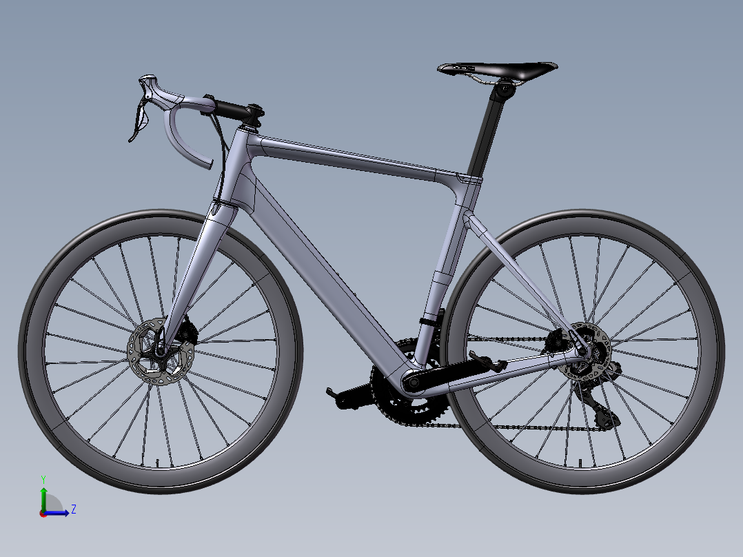 带盘式制动器的碳纤维公路自行车左视图