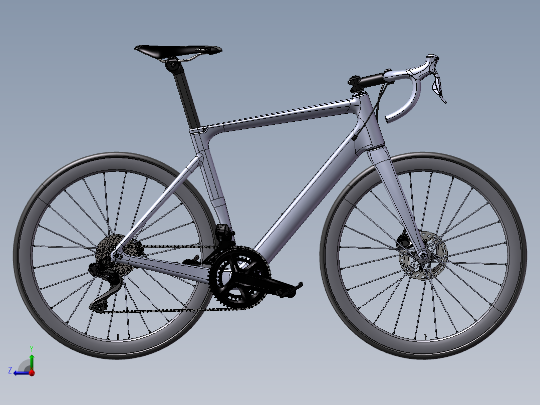 带盘式制动器的碳纤维公路自行车右视图