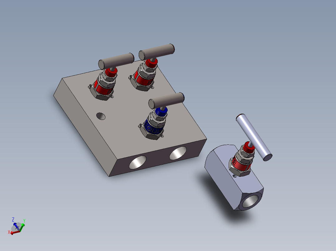 2款V3-直列式双截止平衡阀-A1型直列针阀模型