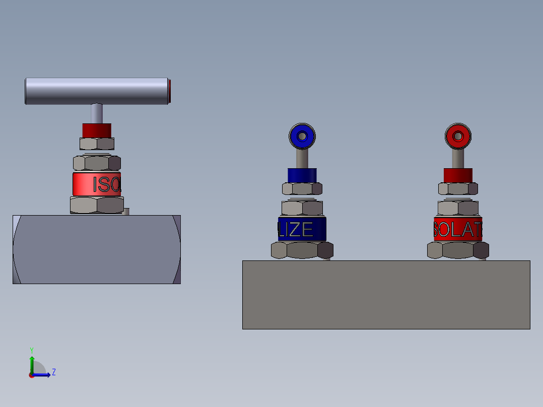 2款V3-直列式双截止平衡阀-A1型直列针阀模型左视图