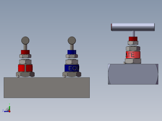 2款V3-直列式双截止平衡阀-A1型直列针阀模型右视缩略图