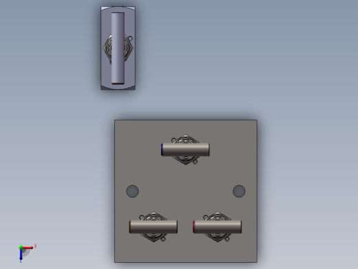 2款V3-直列式双截止平衡阀-A1型直列针阀模型俯视缩略图