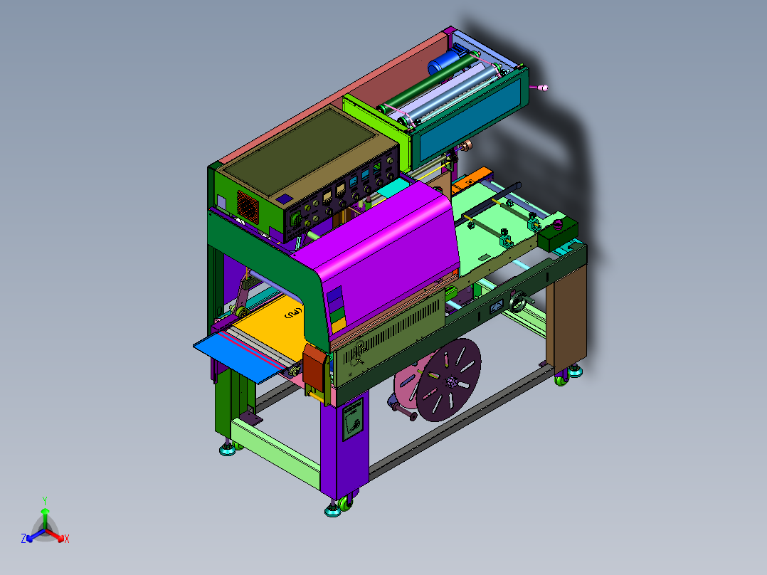 纸箱彩盒套袋封口覆膜包膜机正等轴测图