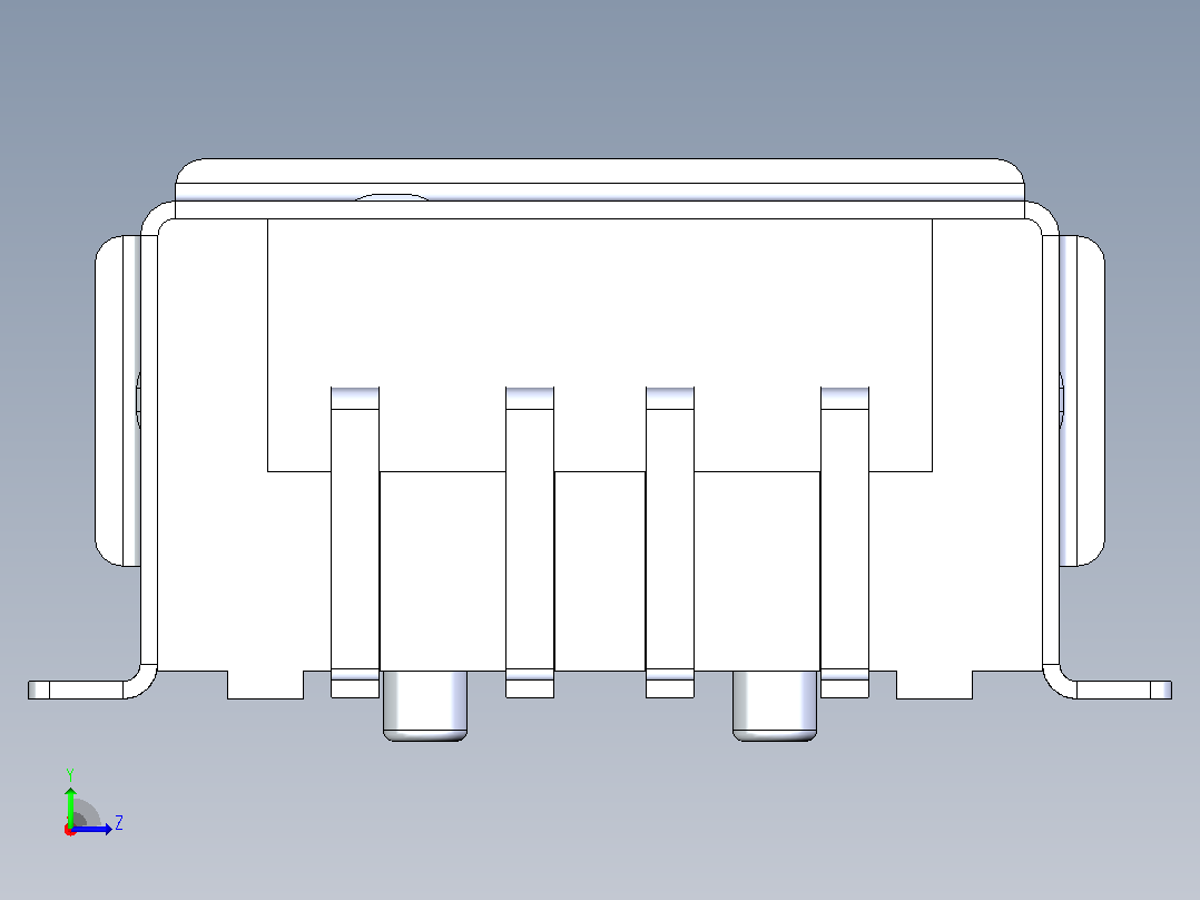 USB 2.0 A型全SMT焊尾左视图
