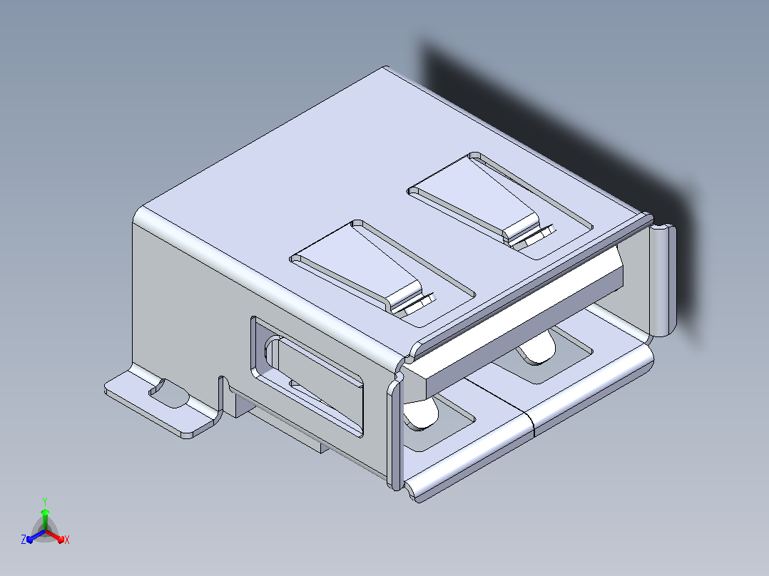 USB 2.0 A型全SMT焊尾正等轴测图
