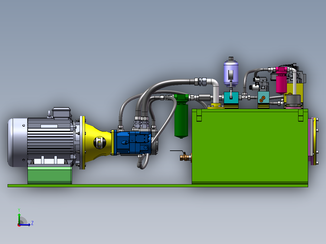 液压机泵站设计（SW+CAD+说明书）左视图