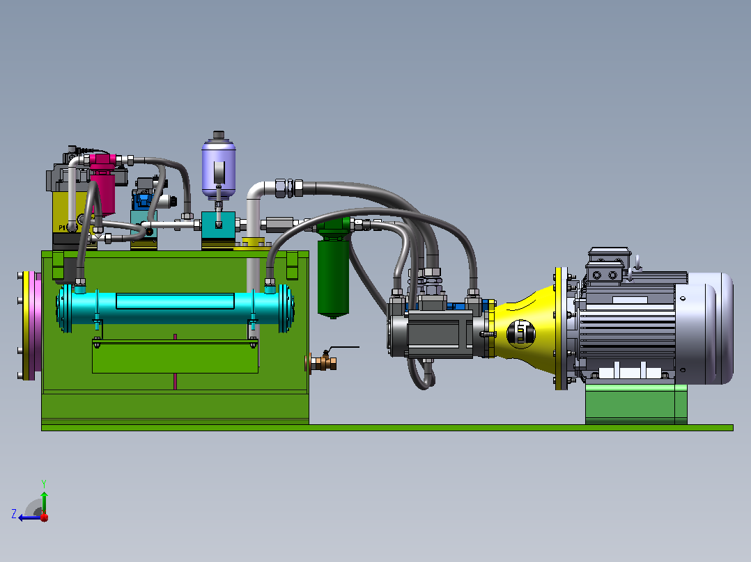 液压机泵站设计（SW+CAD+说明书）右视图