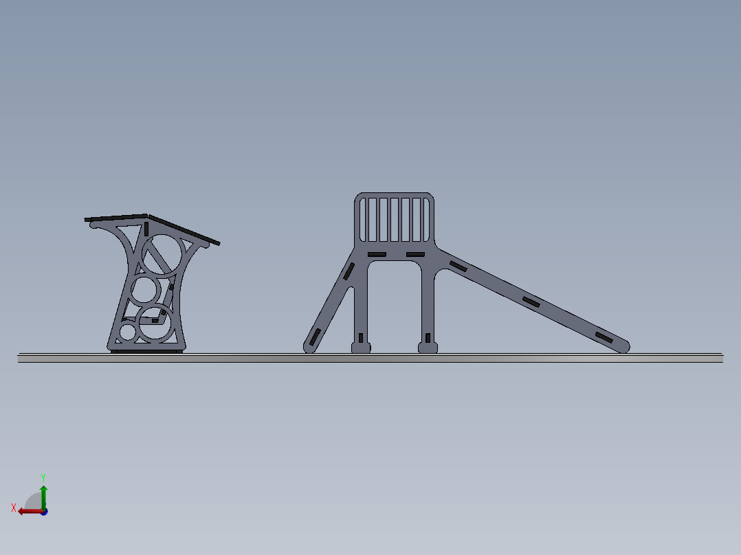 滑梯摇椅木制玩具激光切割模型3D图纸 Solidworks2018 附多种格式后视图