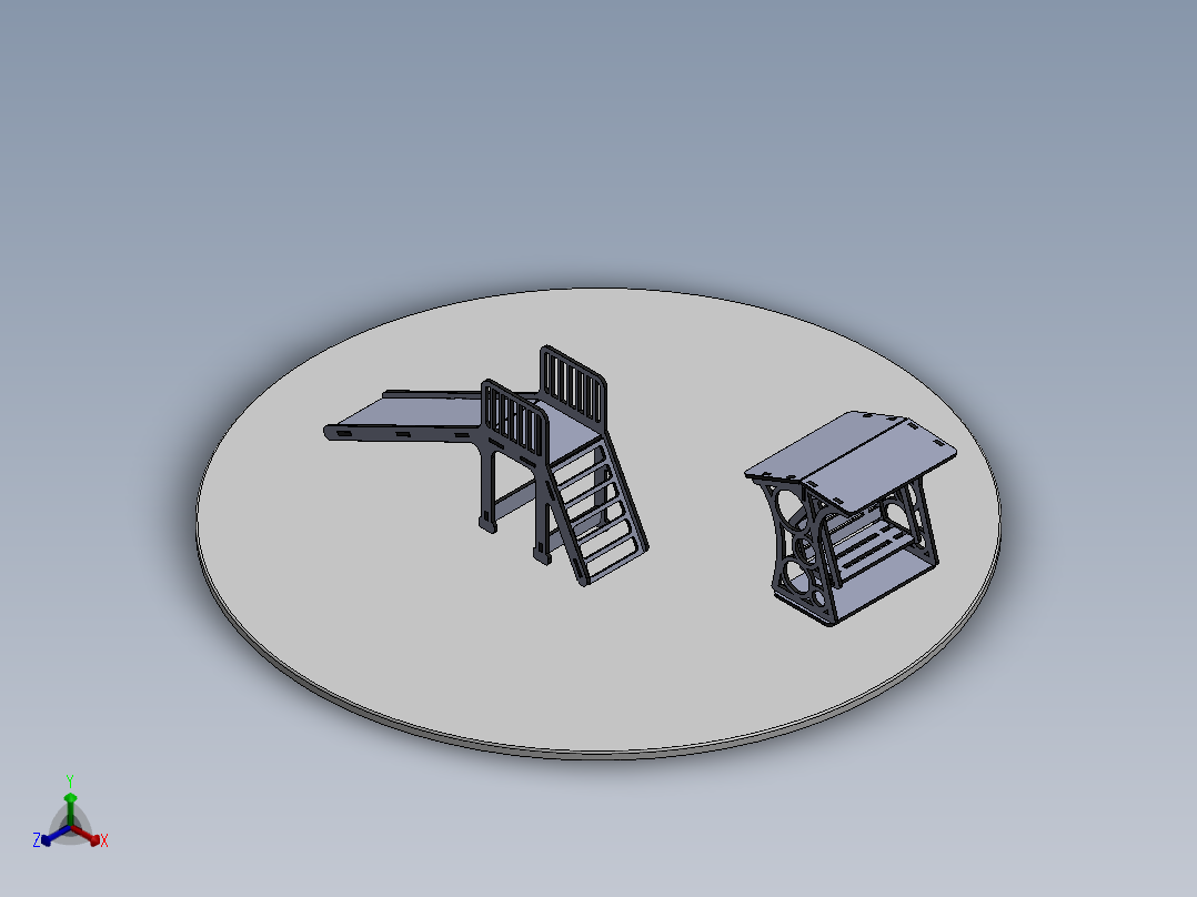 滑梯摇椅木制玩具激光切割模型3D图纸 Solidworks2018 附多种格式正等轴测图