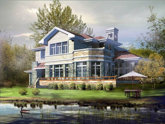 某地小型简单的别墅建筑设计图（含效果图）