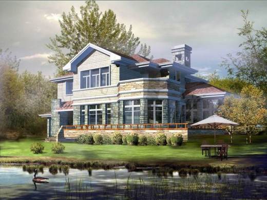 某地小型简单的别墅建筑设计图（含效果图）缩略图