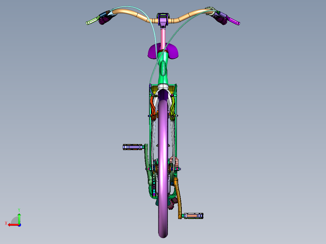 锂电助力女式复古通勤自行车后视图